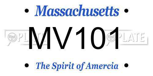 MV101 Massachusetts License Plate