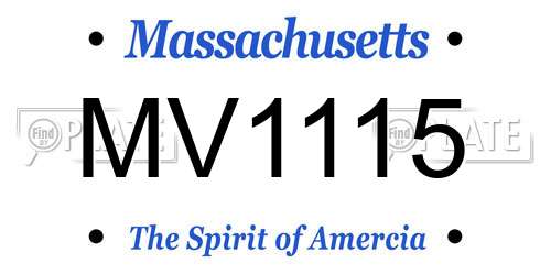 MV1115 Massachusetts License Plate