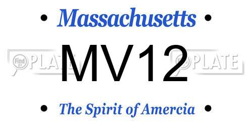 MV12 Massachusetts License Plate