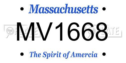 MV1668 Massachusetts License Plate