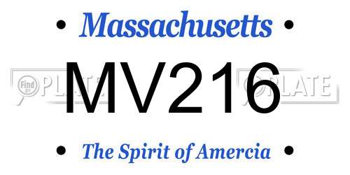 MV216 Massachusetts License Plate