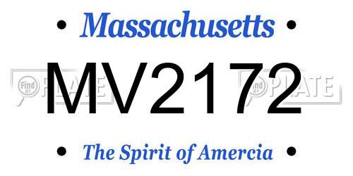 MV2172 Massachusetts License Plate