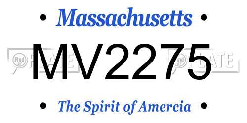 MV2275 Massachusetts License Plate
