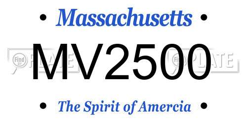 MV2500 Massachusetts License Plate