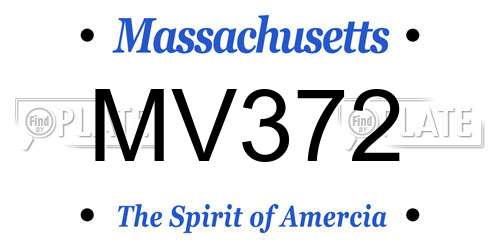 MV372 Massachusetts License Plate