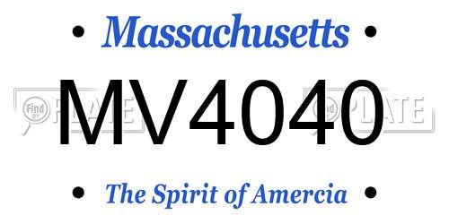 MV4040 Massachusetts License Plate