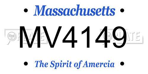 MV4149 Massachusetts License Plate