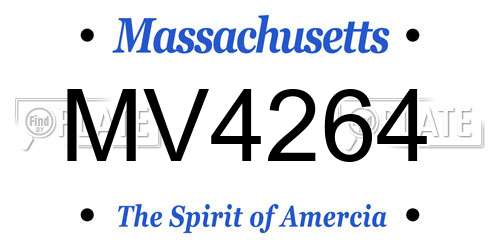 MV4264 Massachusetts License Plate