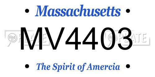MV4403 Massachusetts License Plate