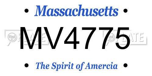 MV4775 Massachusetts License Plate