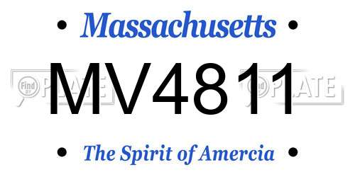 MV4811 Massachusetts License Plate