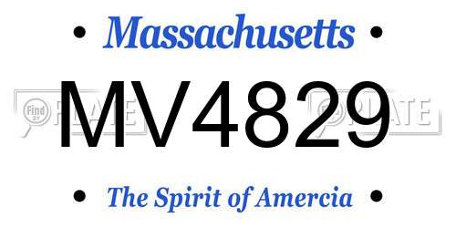 MV4829 Massachusetts License Plate