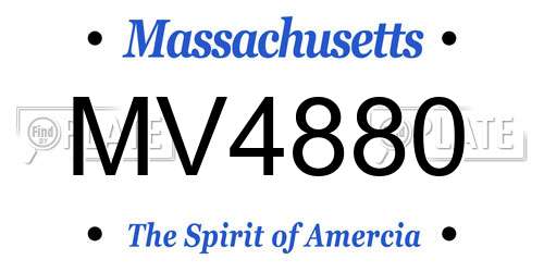 MV4880 Massachusetts License Plate