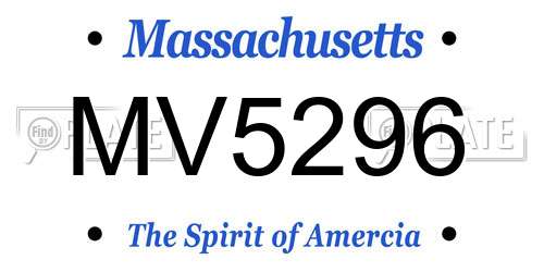 MV5296 Massachusetts License Plate