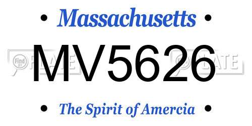 MV5626 Massachusetts License Plate