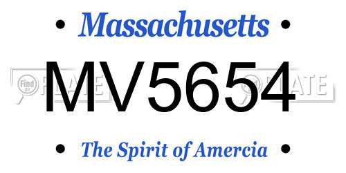 MV5654 Massachusetts License Plate