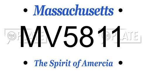 MV5811 Massachusetts License Plate