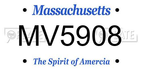MV5908 Massachusetts License Plate