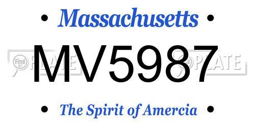 MV5987 Massachusetts License Plate