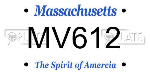MV612 Massachusetts License Plate
