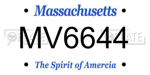 MV6644 Massachusetts License Plate