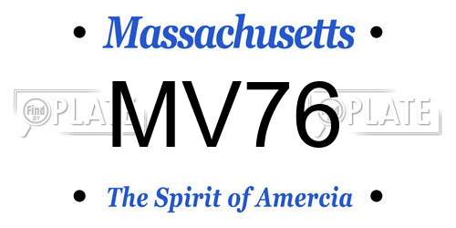 MV76 Massachusetts License Plate