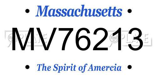 MV76213 Massachusetts License Plate