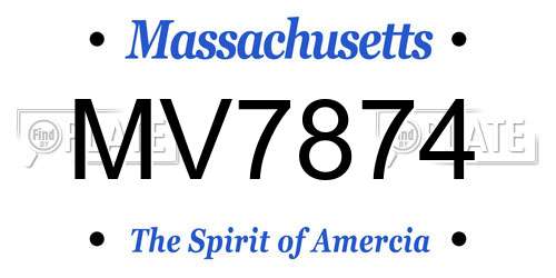 MV7874 Massachusetts License Plate