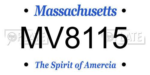 MV8115 Massachusetts License Plate