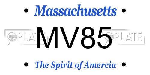 MV85 Massachusetts License Plate