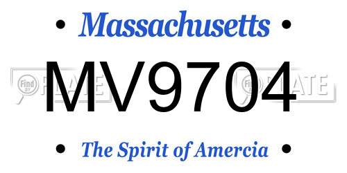 MV9704 Massachusetts License Plate