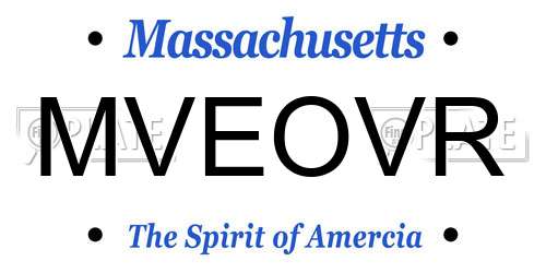 MVEOVR Massachusetts License Plate