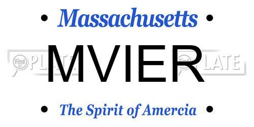 MVIER Massachusetts License Plate
