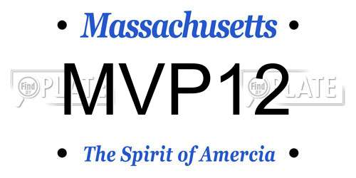 MVP12 Massachusetts License Plate