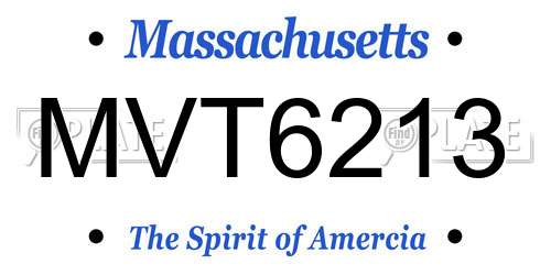 MVT6213 Massachusetts License Plate