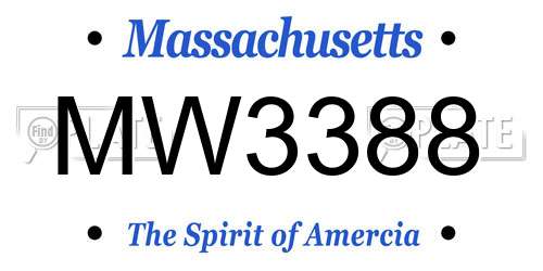 MW3388 Massachusetts License Plate