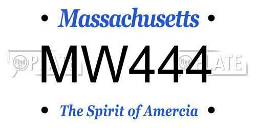 MW444 Massachusetts License Plate