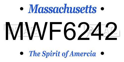 MWF6242 Massachusetts License Plate