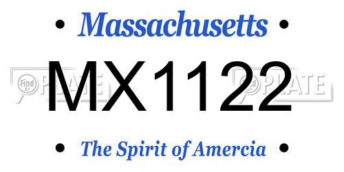 MX1122 Massachusetts License Plate