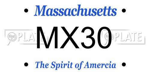 MX30 Massachusetts License Plate