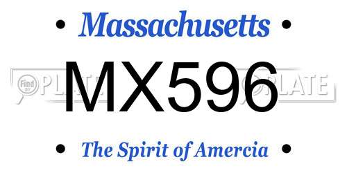 MX596 Massachusetts License Plate
