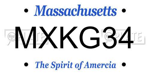 MXKG34 Massachusetts License Plate