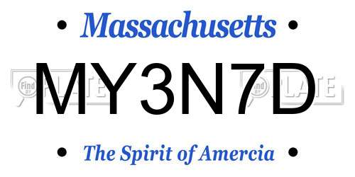 MY3N7D Massachusetts License Plate