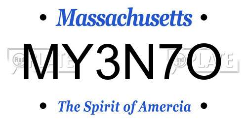 MY3N7O Massachusetts License Plate