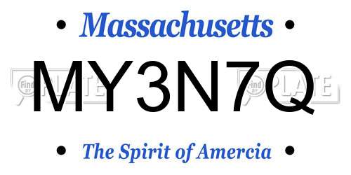 MY3N7Q Massachusetts License Plate