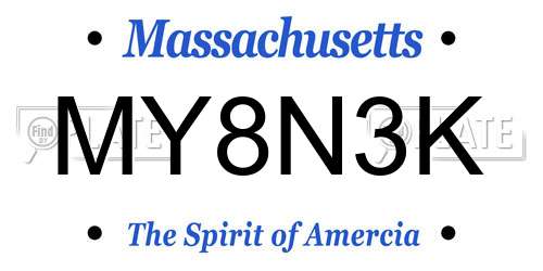 MY8N3K Massachusetts License Plate