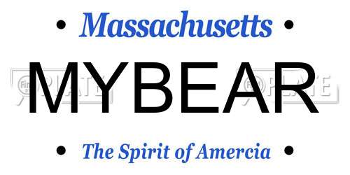 MYBEAR Massachusetts License Plate