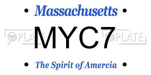 MYC7 Massachusetts License Plate