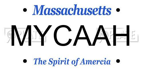 MYCAAH Massachusetts License Plate