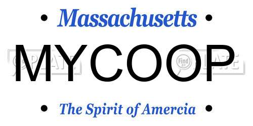 MYCOOP Massachusetts License Plate
